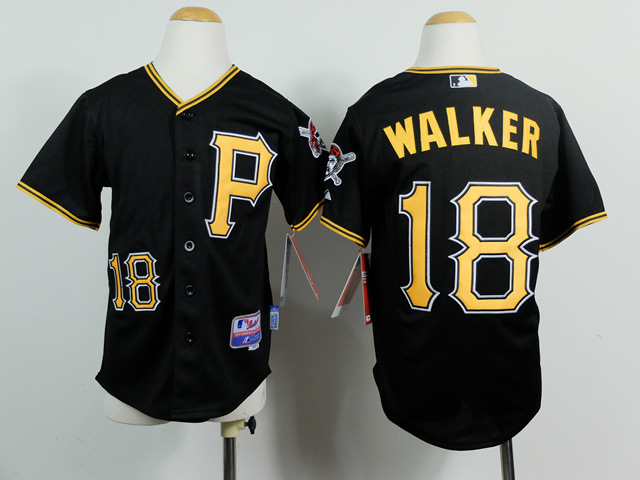 Youth Pittsburgh Pirates 18 Walker Black MLB Jerseys